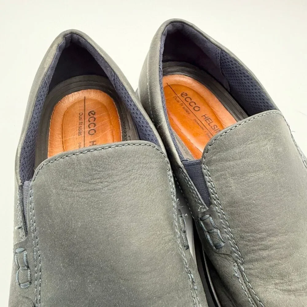 Ecco Helsinki II Matte Gray Leather Slip On Loafers - EU 42 / US Men 8-8.5